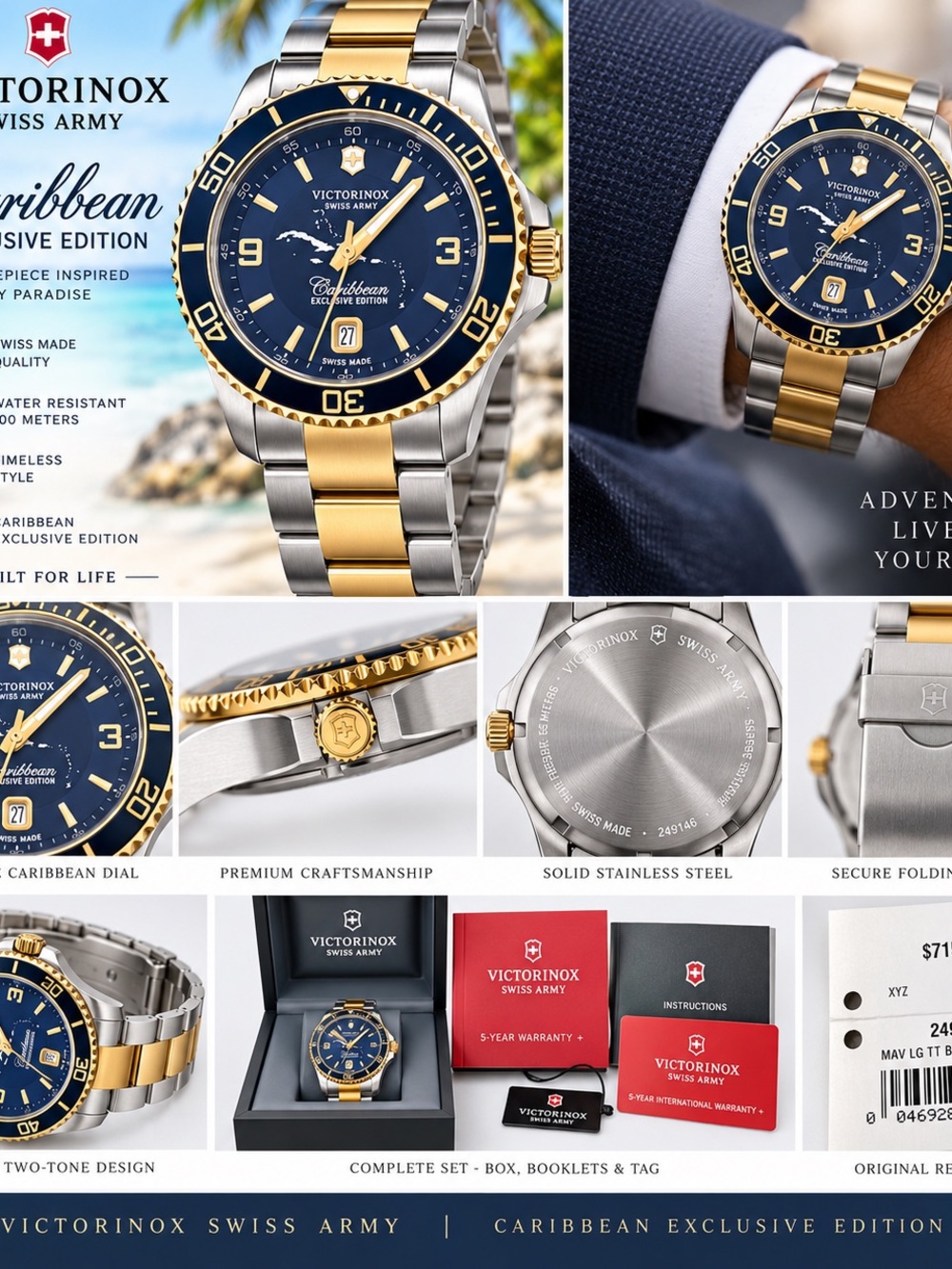 Victorinox Two-Tone Navy and Gold Men's Dive Watch